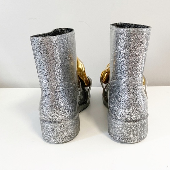 New JW Anderson Chain Glitter Silver Ankle Boots - Picture 4 of 7